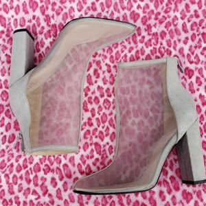 Grey Pointed Mesh Booties